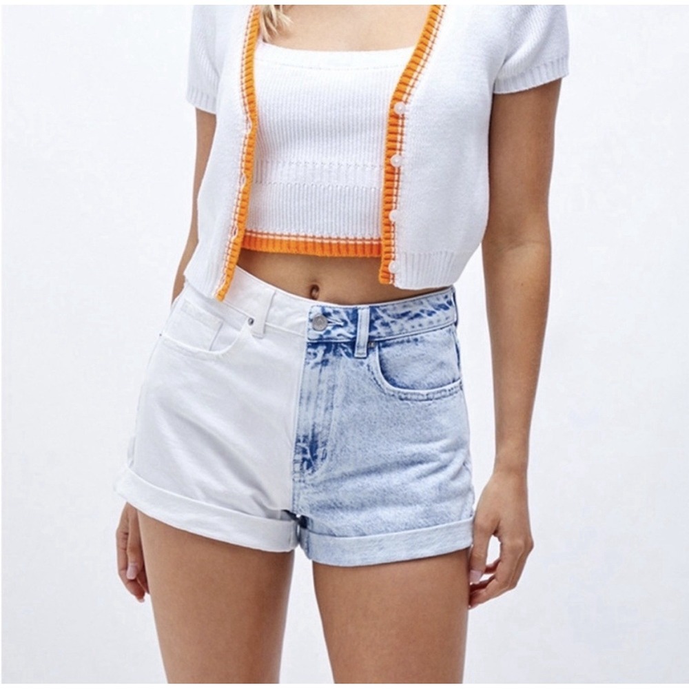 PacSun Two Tone Mom Shorts Size 24 High Rise Color Block Denim